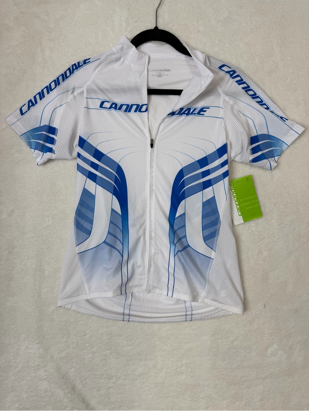 Cannondale Cycling Jersey Energy LE Zip Up Top White Blue Womens Size Large NWT